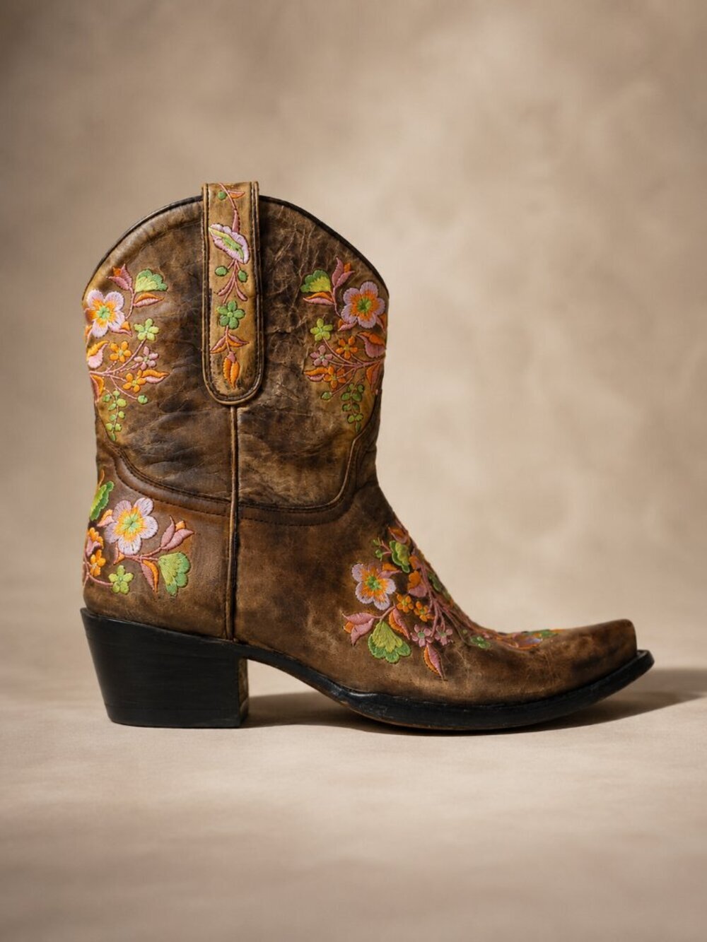 OLD GRINGO Floral Embroidered Short Leather Cowboy Boots Boho Festival Western